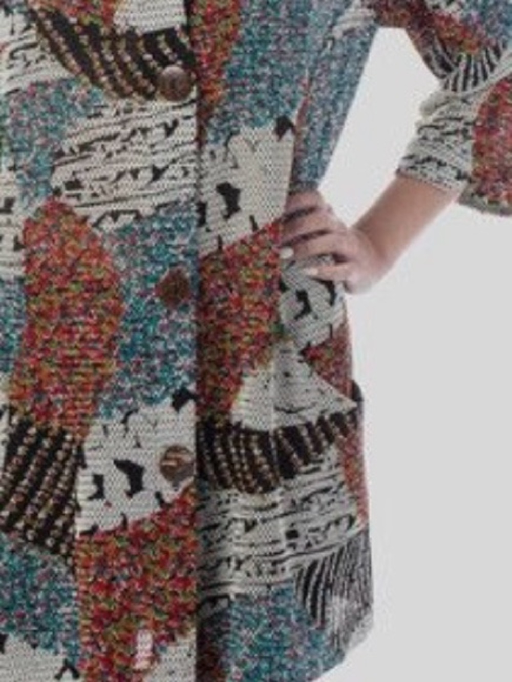 Joseph Ribkoff Multicolor Patchwork Knit Jacket - Picture 5 of 6